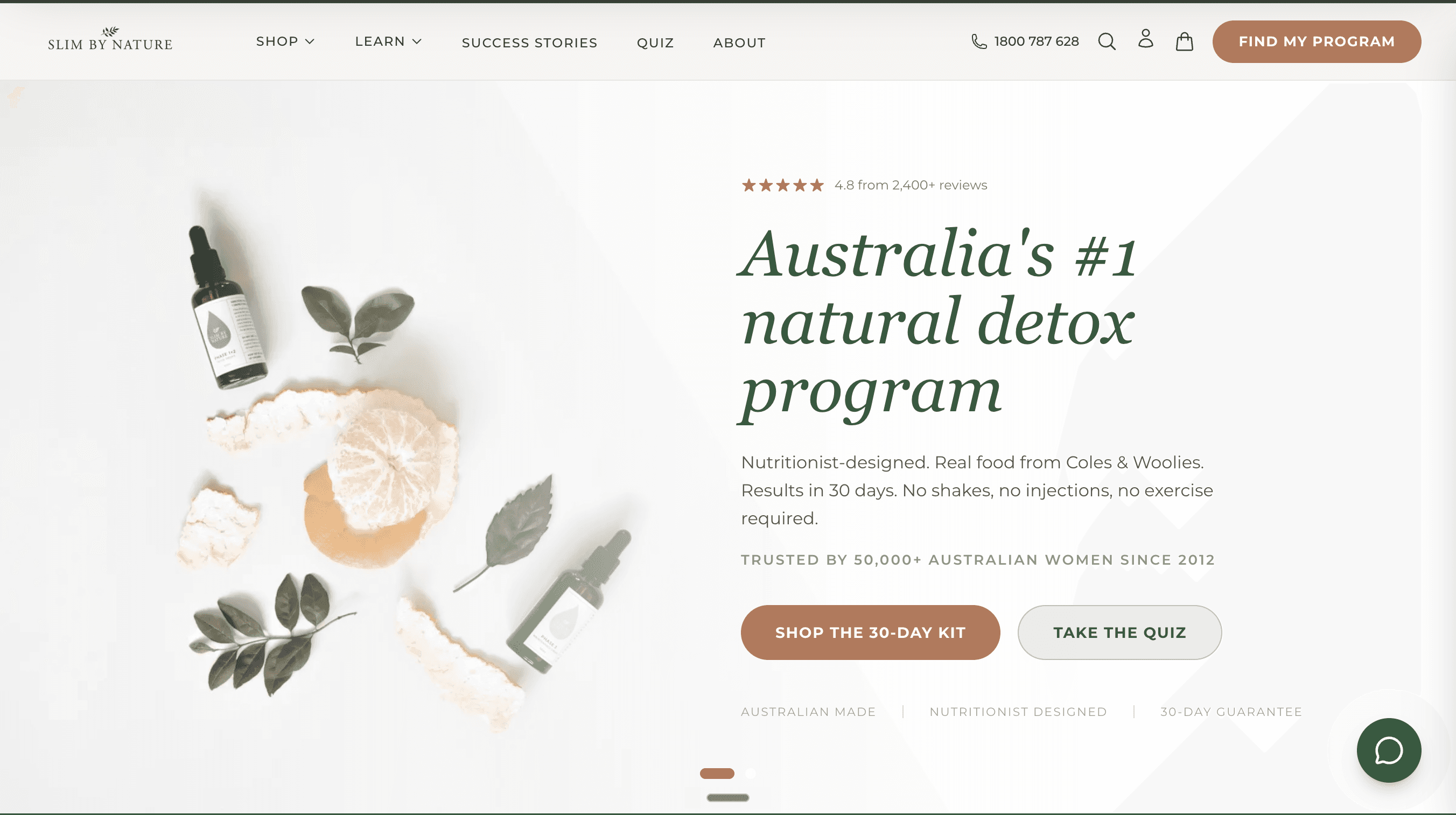 Slim By Nature homepage